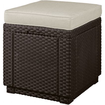 ratanová taburetka s úožným priestorom STOOL CUBE hnedá