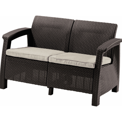 moderná pohovkka GREEK LOVE SEAT hnedá béžové podušky