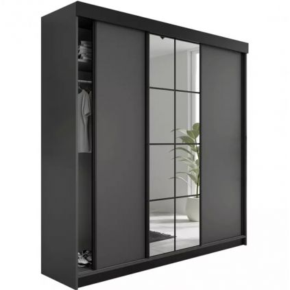 200 cm široká 3 dverová skriňa v sivej farbe