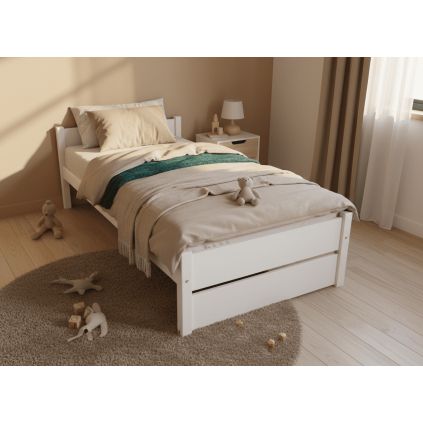 biela drevena postel pola biela 90x200cm