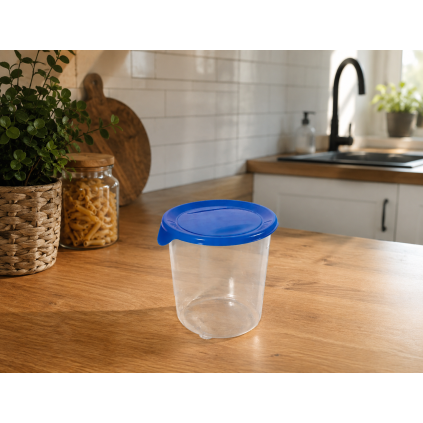 Dóza na potraviny FRESH & GO 1L okrúhla transparentná modrá