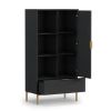 prakticky regal pula r70 pl05 v jasen portland cierny farbe na vysokych nohach otvoreny