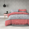 moderne obliecky christmasmess siva cervena biela v spalni